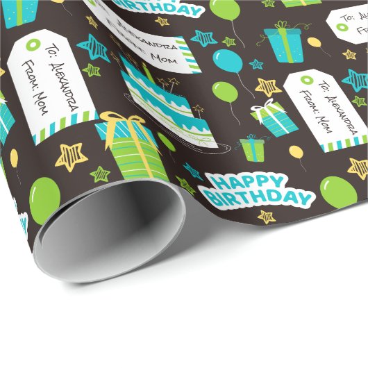 Aangepast, Happy Birthday Wrapping Paper Cadeaupapier (Rol Hoek)
