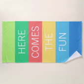 Aangepast Happy Sunny Summer Stripes Pattern Strandlaken (Voorkant)