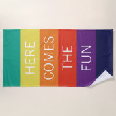 Aangepast Happy Sunny Summer Stripes Pattern Strandlaken (Voorkant)