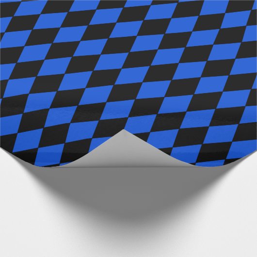 Aangepast Harlequin Blue/Black Diamond Wrapping Pa Cadeaupapier (Hoek)