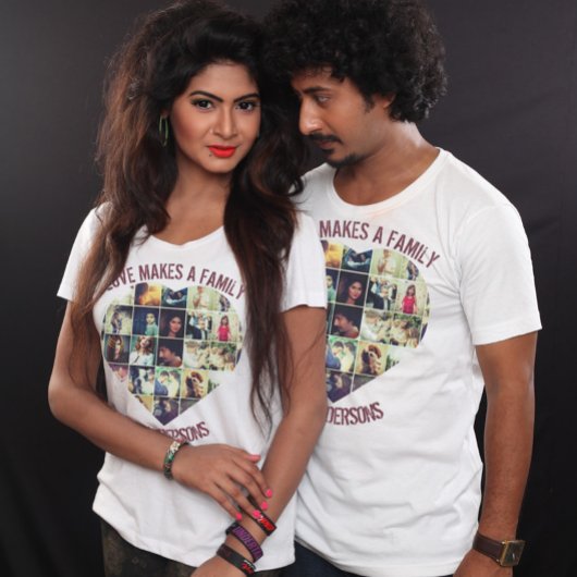 Aangepast hart Aangepast fotocollage sjabloon T-shirt