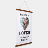 Aangepast hart Bijbel Verse John Christelijke foto Hangend Wandkleed (Gebogen)