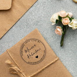 Aangepast hart en rond handbereik met liefde door rubberstempel