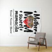 Aangepast hart foto Moeder Mam zoete mamacita Wandkleed (In Situ (horizontaal))