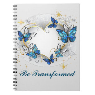 Aangepast hart met Butterflies Morpho Notitieboek