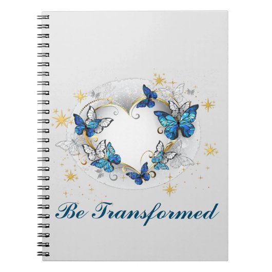 Aangepast hart met vlinders Morpho Notitieboek (Voorkant)