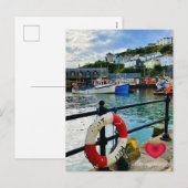 Aangepast Hart Mevagissey Haven Reddingsboei Cornw Feestdagenkaart (Voorkant / Achterkant)