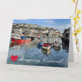 Aangepast Hart Mevagissey Vis Aanvoersteiger Cornw Kaart (Gele Bloem)