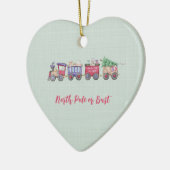 Aangepast hart Noordpool of Bust Choo Choo Train Keramisch Ornament (Links)