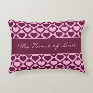 Aangepast Hart Schachbrett Motief Bordeaux Roze - Accent Kussen