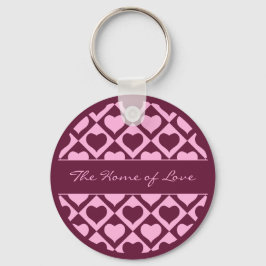 Aangepast Hart Schachbrett Patroon Bordeaux Roze - Sleutelhanger