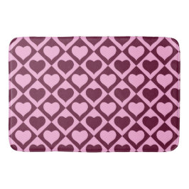 Aangepast Hart Schachbrettpatroon Bordeaux Roze -  Badmat