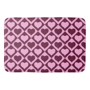 Aangepast Hart Schachbrettpatroon Bordeaux Roze -  Badmat