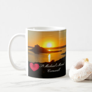 Aangepast hart St. Michaels Mount Cornwall Sunset Koffiemok