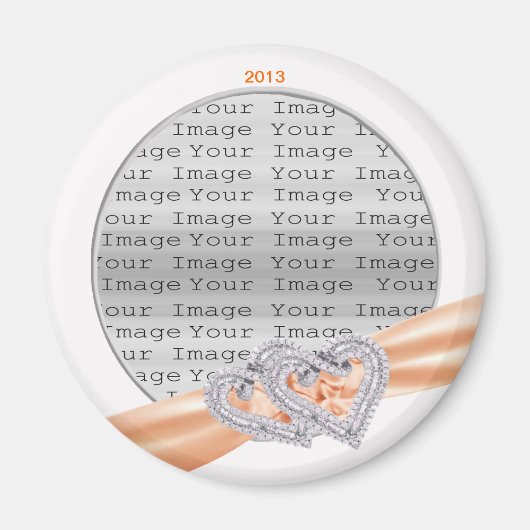 Aangepast hart Tangerine Ribbon Magnet (Voorkant)