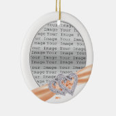 Aangepast hart Tangerine Ribbon Ornament (Rechts)