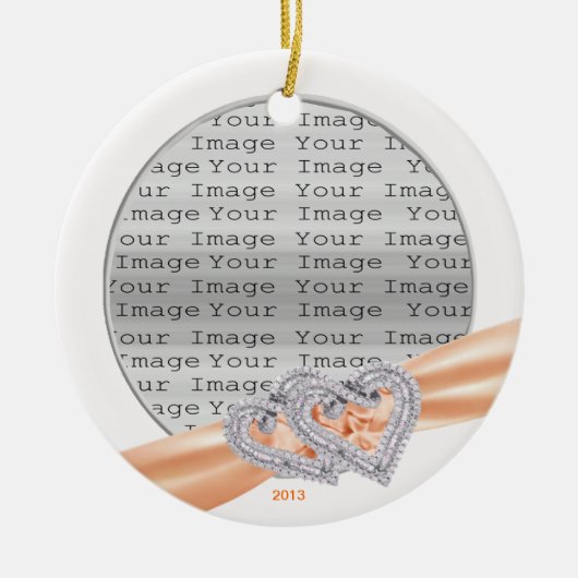 Aangepast hart Tangerine Ribbon Ornament (Voorkant)