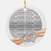 Aangepast hart Tangerine Ribbon Ornament (Achterkant)