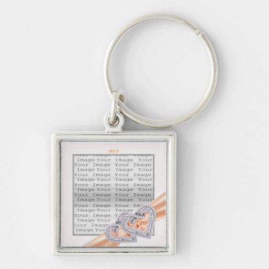 Aangepast hart Tangerine Ribbon Sleutelhanger (Voorkant)
