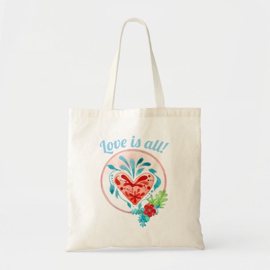 Aangepast hart waterverf tote bag (Voorkant)