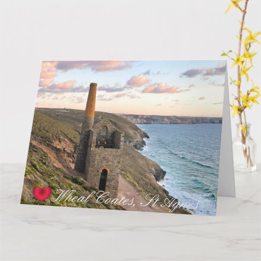 Aangepast hart Wheal Coates St Agnes Cornwall Foto Kaart (Gele Bloem)