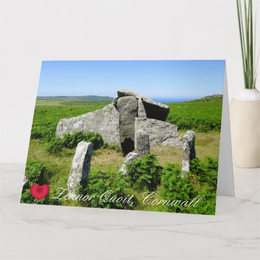Aangepast hart Zennor Quoit Megalith Photo Cornwal Kaart (Voorkant)