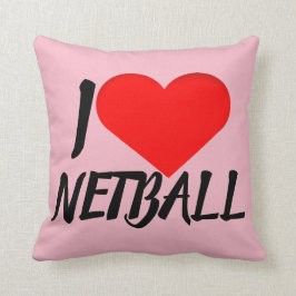 Aangepast hartontwerp I Love Netball Kussen