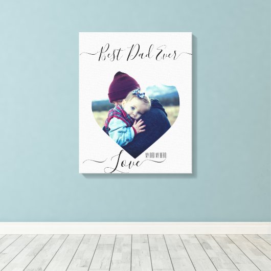 Aangepast hartvormig afbeelding en tekst canvas afdruk (Insitu (Houten vloer))