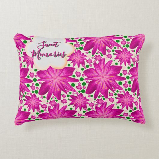 Aangepast heet roze bloemmotief zonder naad  accent kussen (Voorkant)