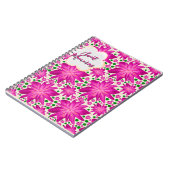 Aangepast heet roze bloemmotief zonder naad notitieboek (Linkerzijde)