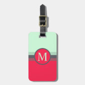 Aangepast Helder Blauw Grijs Pink Rood Kleurenblok Bagagelabel (Voorkant verticaal)