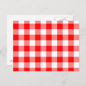 Aangepast, helder rood gingham briefkaart (Voorkant / Achterkant)