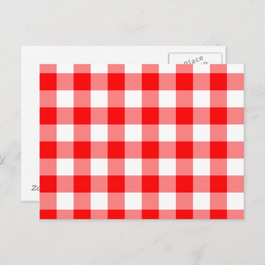 Aangepast, helder rood gingham briefkaart (Voorkant / Achterkant)