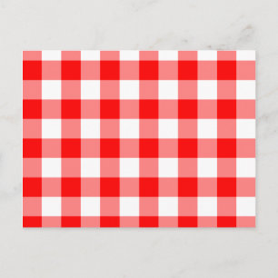 Aangepast, helder rood gingham briefkaart