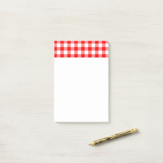 Aangepast, helder rood gingham post-it® notes (Op bureau)