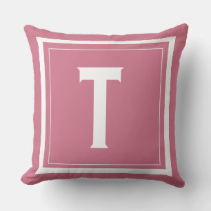 Aangepast Helder Roze Monogram Initiaal Letter Kus Buitenkussen