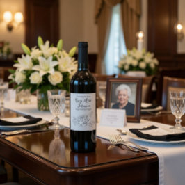 Aangepast herdenkingswijnlabel met een roos wijn etiket
