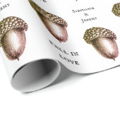 Aangepast herfst Aorns Woodland Wedding Cadeaupapier (Rol Hoek)