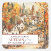 Aangepast Herfst kaarsetiket | Autumn Glow Village Vierkante Sticker (Voorkant)