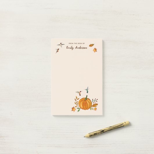 Aangepast herfst Rufous Hummingbird Notepad Post-it® Notes (Op bureau)