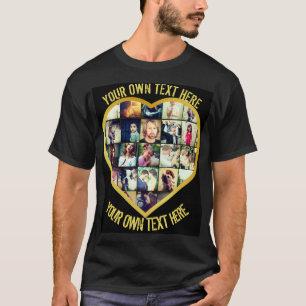 Aangepast herinneringshart Schaamte Fotocollage mo T-shirt