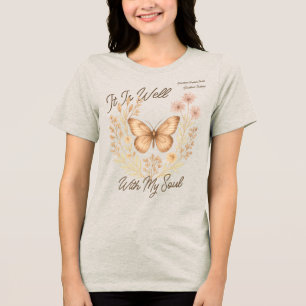 Aangepast "Het is goed met mijn ziel" Boho Butterf Tri-Blend Shirt