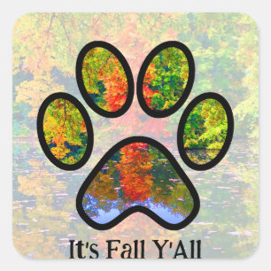 Aangepast Het is Herfst Y'All Paw Cat Dog Schattig Vierkante Sticker
