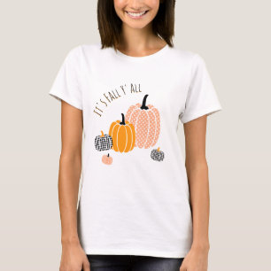 Aangepast Het is Herfst Y'All Pumpkin Geruite Stip T-shirt