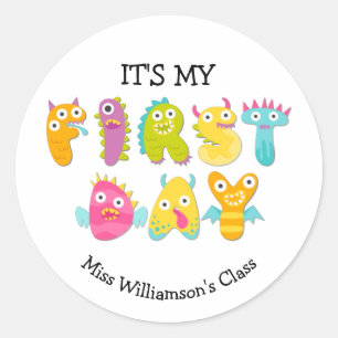 Aangepast, het is mijn eerste dag Kindergarten Ronde Sticker