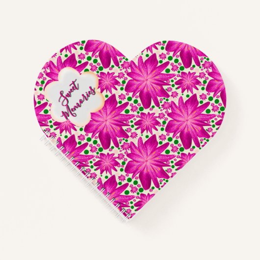 Aangepast hete roze bloemmotief zonder naad notitieboek (Voorkant)
