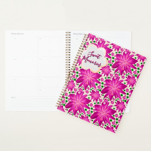 Aangepast hete roze bloemmotief zonder naad planner (Display)