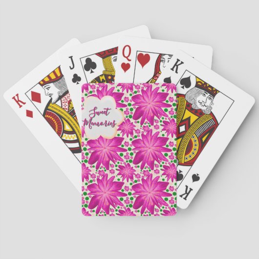 Aangepast hete roze bloemmotief zonder naad  pokerkaarten (Achterkant)