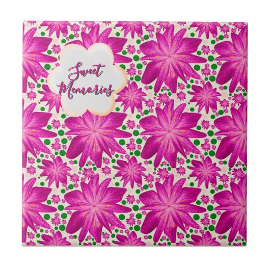 Aangepast hete roze bloemmotief zonder naad  tegeltje (Voorkant)