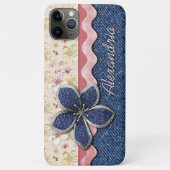 Aangepast heupdenim Jeans Cute Pastel Floral Patte Case-Mate iPhone Case (Achterkant)